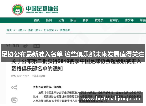 足协公布最新准入名单 这些俱乐部未来发展值得关注 足协公布最新准入名单 这些俱乐部未来发展值得关注